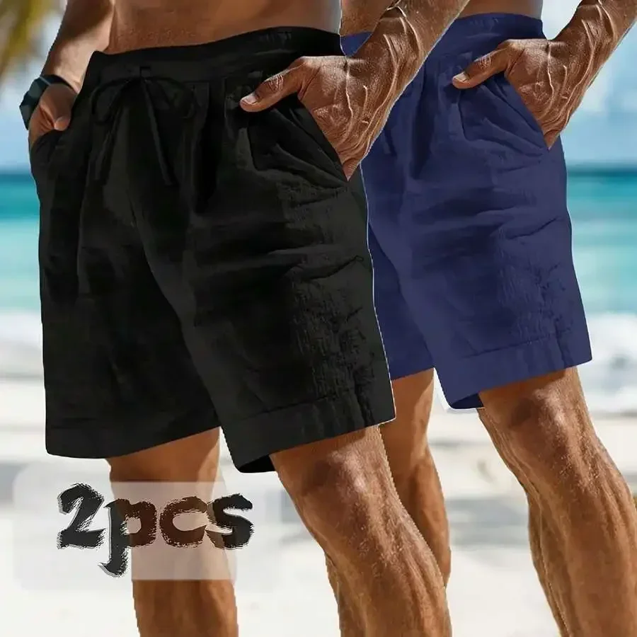 2 Pcs Mens Linen Shorts Casual Comfortable With Pockets Drawstring Waist For Summer Beach Leisure
2 Pcs Mens Linen Shorts Casual Comfortable With Pockets Drawstring Waist For Summer Beach Leisure