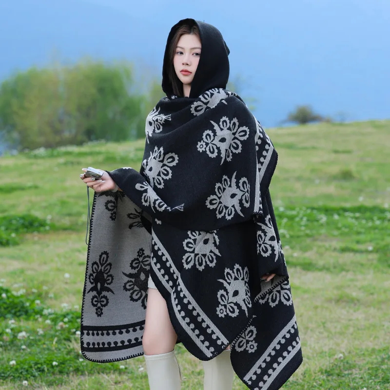 Loose Slit Hooded Cloaks Women Autumn Winter Warm Jacket Print Scarves Big Size Pashmina Lady Casual Imitation Cashmere Ponchos
Loose Slit Hooded Cloaks Women Autumn Winter Warm Jacket Print Scarves Big Size Pashmina Lady Casual Imitation Cashmere Ponchos