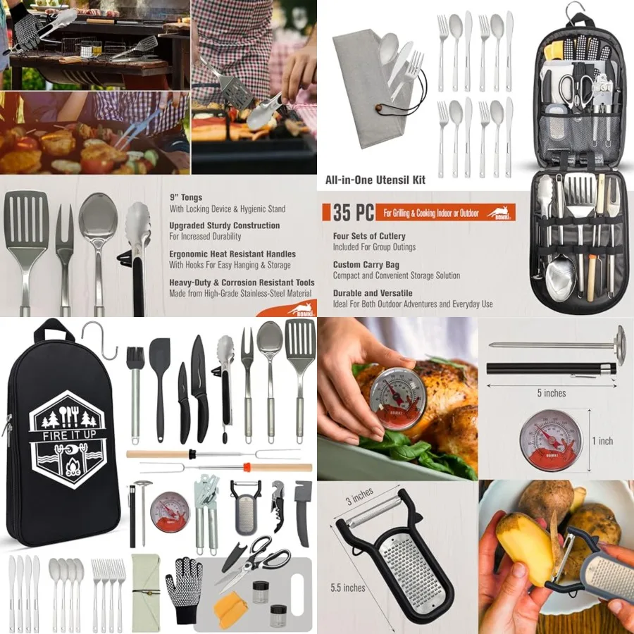 Grilling and Camping Cooking Utensils Set for The Outdoors BBQ - Camping Utensil Set Kitchen Set Cookware Accessories Glamping
Grilling and Camping Cooking Utensils Set for The Outdoors BBQ - Camping Utensil Set Kitchen Set Cookware Accessories Glamping