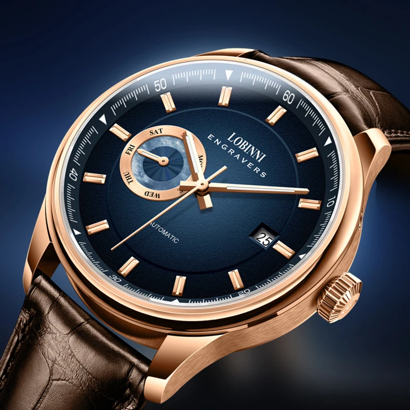 LOBINNI Роскошные мужские автоматические механические часы с сапфировым стеклом, водонепроницаемые, 50 м, светящиеся стрелки, часы с ремешком из натуральной кожи
LOBINNI Роскошные мужские автоматические механические часы с сапфировым стеклом, водонепроницаемые, 50 м, светящиеся стрелки, часы с ремешком из натуральной кожи