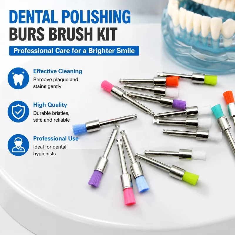 100Pcs Dental Polishing Brushes Colorful Prophy Brush Flat Pointed Head Latch Type RA Shank Teeth Cleaning Stain Remover Tool
100Pcs Dental Polishing Brushes Colorful Prophy Brush Flat Pointed Head Latch Type RA Shank Teeth Cleaning Stain Remover Tool