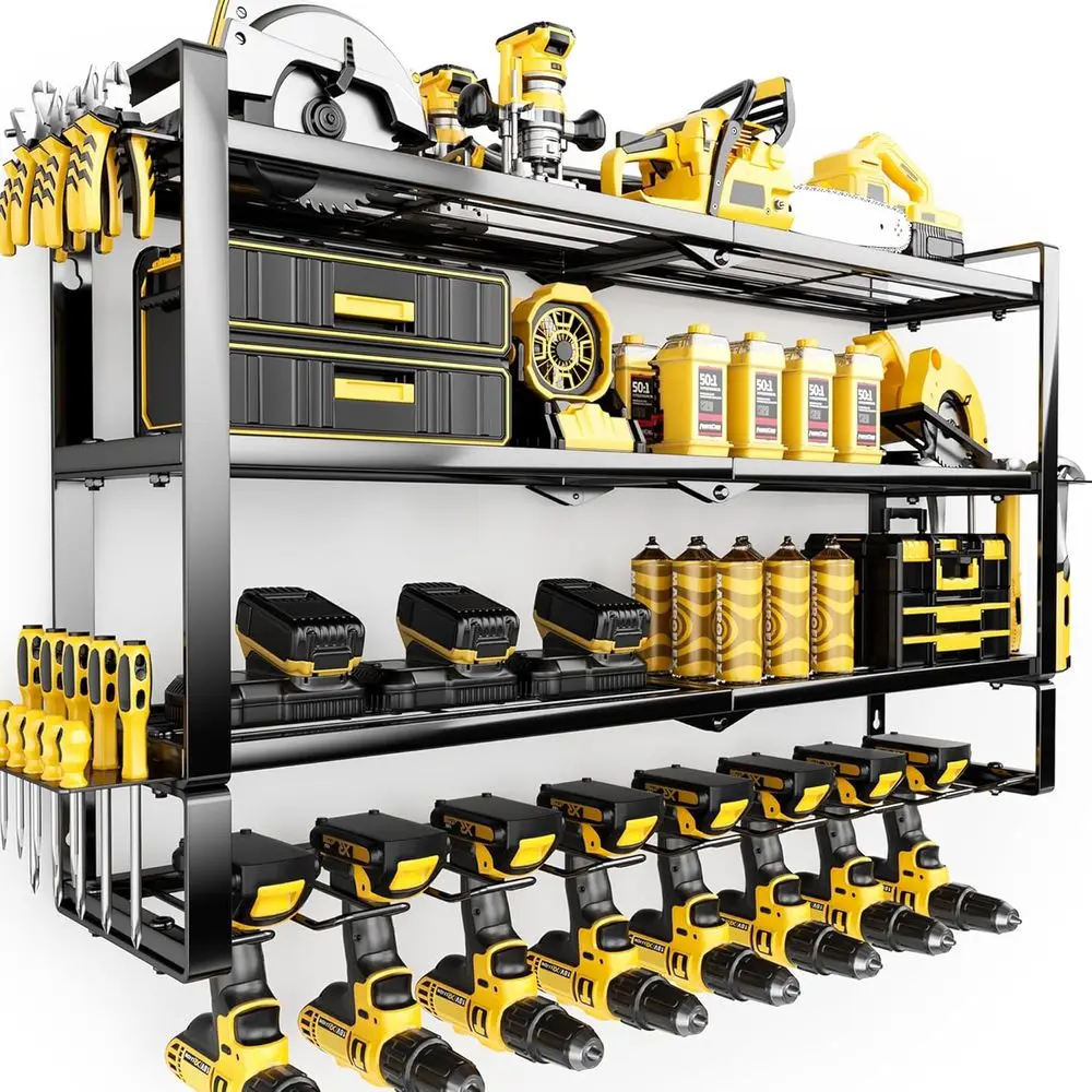 4-Layer Heavy-Duty Metal Tool Organizer Wall Mount, Holds 400lbs, 8 Cordless Drill Holders, Ideal for Workshop, Garage, Storage
4-Layer Heavy-Duty Metal Tool Organizer Wall Mount, Holds 400lbs, 8 Cordless Drill Holders, Ideal for Workshop, Garage, Storage