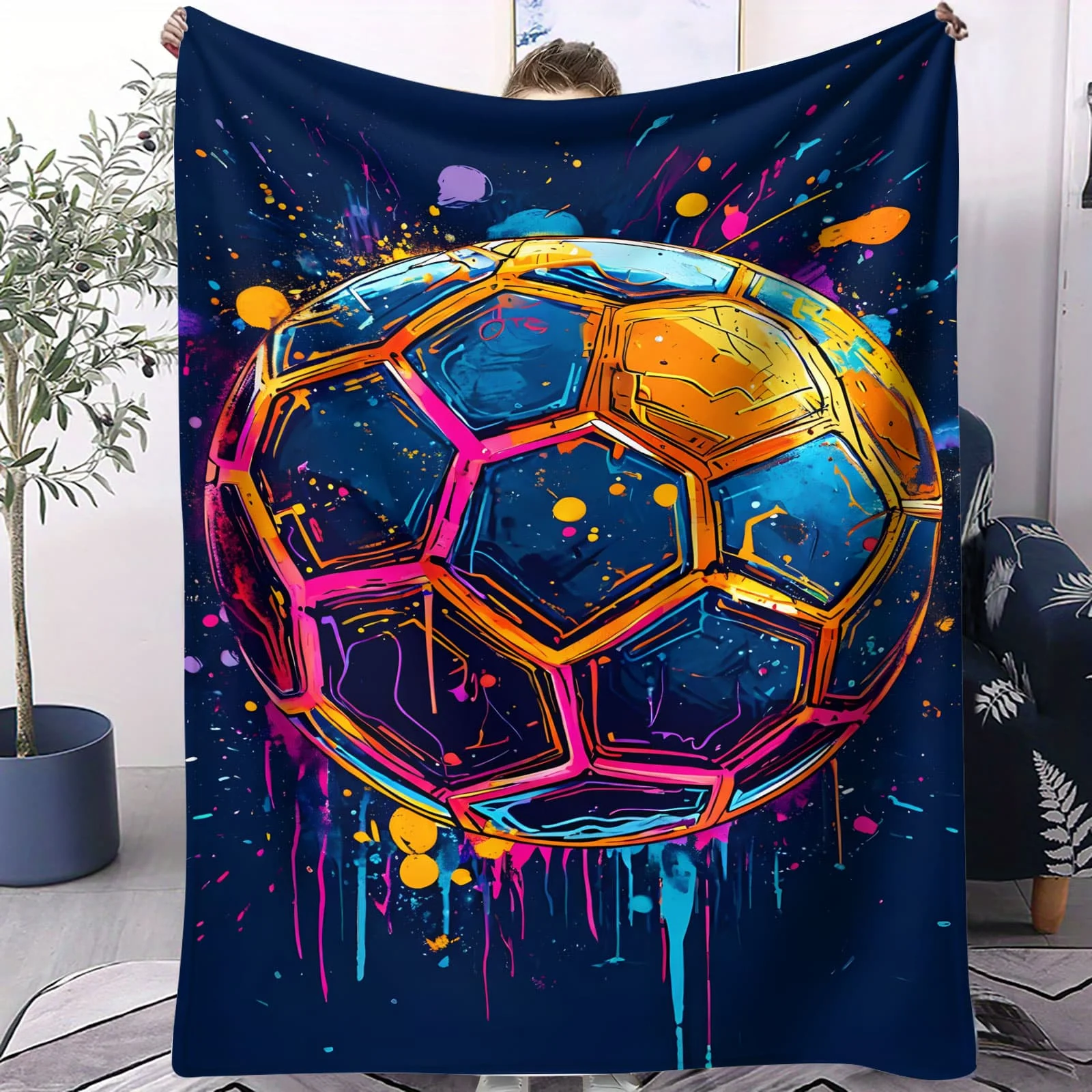 Vibrant Splatter Football Soft Blanket - Graffiti Art Themed Fleece Throw for Beds Sofa Sports Fans Adults Kids Cozy Warm Gift
Vibrant Splatter Football Soft Blanket - Graffiti Art Themed Fleece Throw for Beds Sofa Sports Fans Adults Kids Cozy Warm Gift