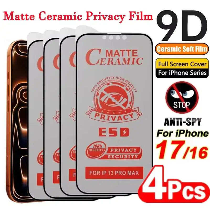 1-4Pcs Matte Privacy Screen Protector 17 Pro Max Air 16E Anti-Spy Soft Ceramic Film For Iphone 16 15 Plus 17Air
1-4Pcs Matte Privacy Screen Protector 17 Pro Max Air 16E Anti-Spy Soft Ceramic Film For Iphone 16 15 Plus 17Air