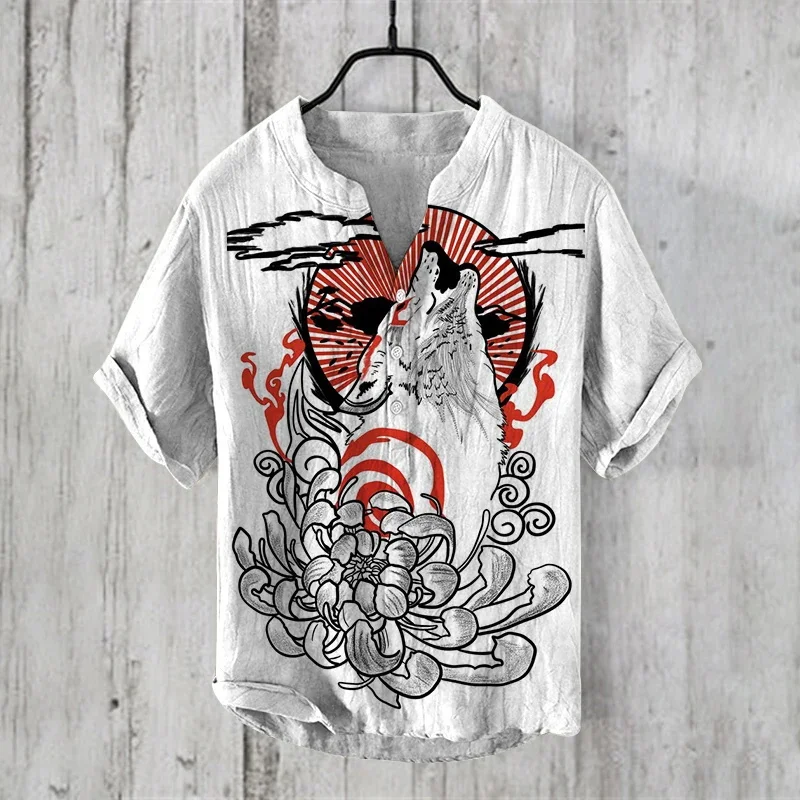 New men's linen shirt casual fashion retro linen breathable men's shirt men's printed fashion V-neck
New men's linen shirt casual fashion retro linen breathable men's shirt men's printed fashion V-neck