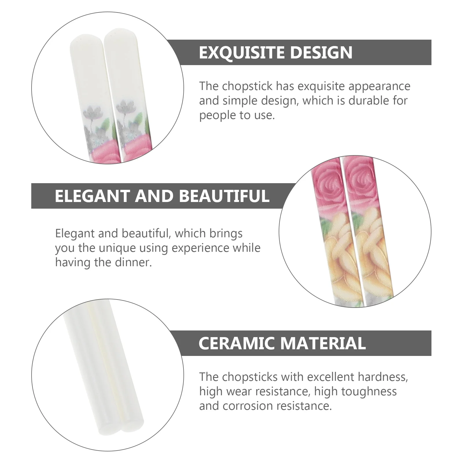 5Pairs Ceramic Anti-Slip Chopsticks Classic Style Kitchen Household Heat Resistant Reusable Non-Corrosive Set
5Pairs Ceramic Anti-Slip Chopsticks Classic Style Kitchen Household Heat Resistant Reusable Non-Corrosive Set