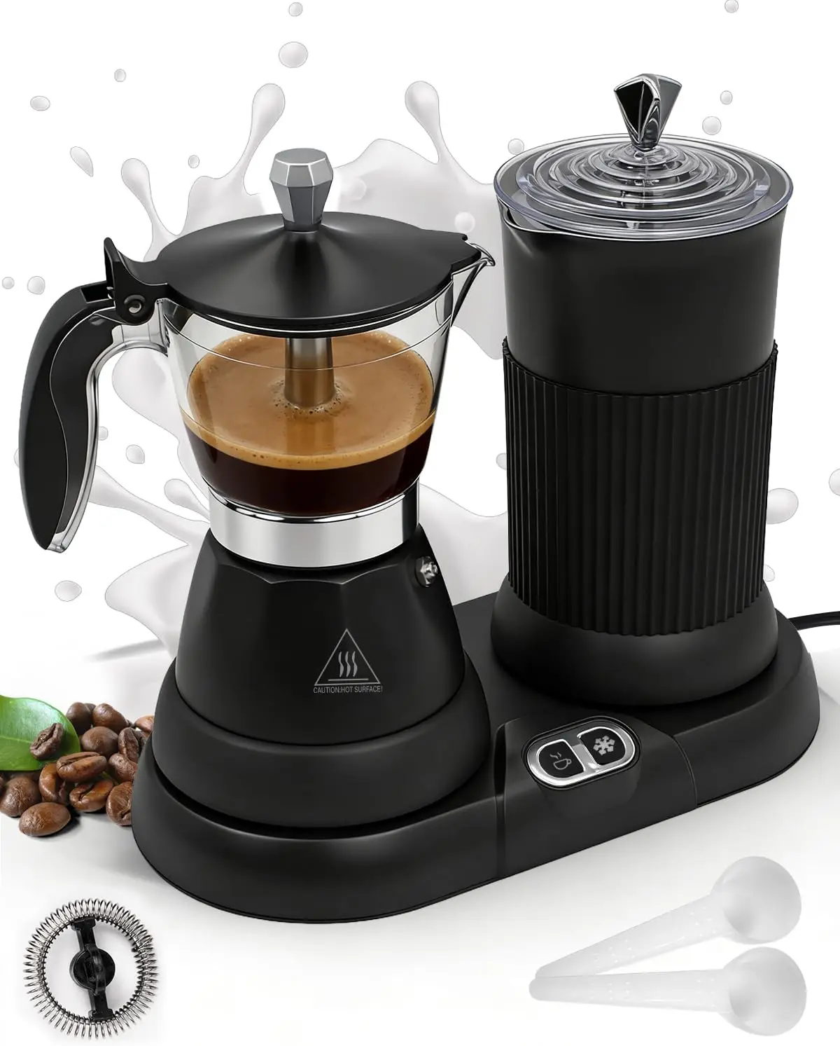 2-in-1 Milk Frother Electric Foam Maker and Moka Coffee Maker Espresso Maker 110V Electric Base Aluminum Frother Moka Pot 5oz 15
2-in-1 Milk Frother Electric Foam Maker and Moka Coffee Maker Espresso Maker 110V Electric Base Aluminum Frother Moka Pot 5oz 15