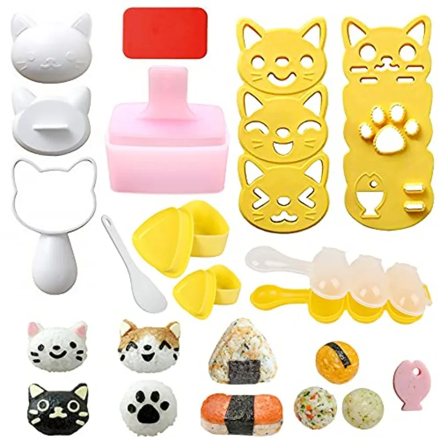 Cute Cat Rice Ball Molds 6 Sets Sushi Molds Bento Box Accessories Kits with 1PC Musubi Maker Press Mold 2PCS Gimbap Molds Trian
Cute Cat Rice Ball Molds 6 Sets Sushi Molds Bento Box Accessories Kits with 1PC Musubi Maker Press Mold 2PCS Gimbap Molds Trian