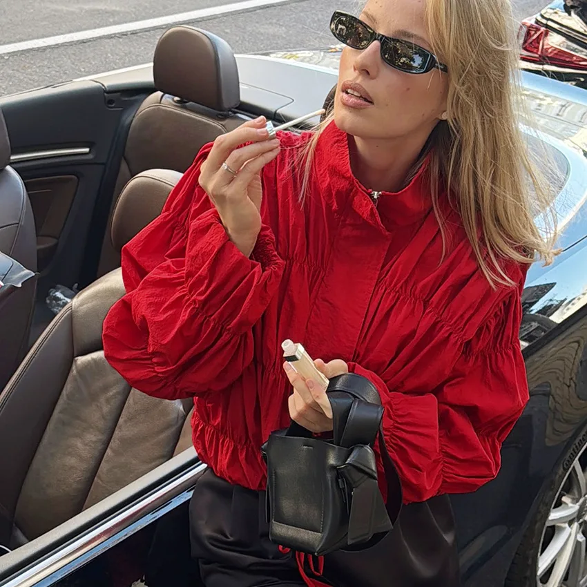 YYAHAHAS Women's Spring Summer Red Stand Collar Blazer Elegant Ruffle Detail Loose Fit Office Lady Casual Outwear
YYAHAHAS Women's Spring Summer Red Stand Collar Blazer Elegant Ruffle Detail Loose Fit Office Lady Casual Outwear