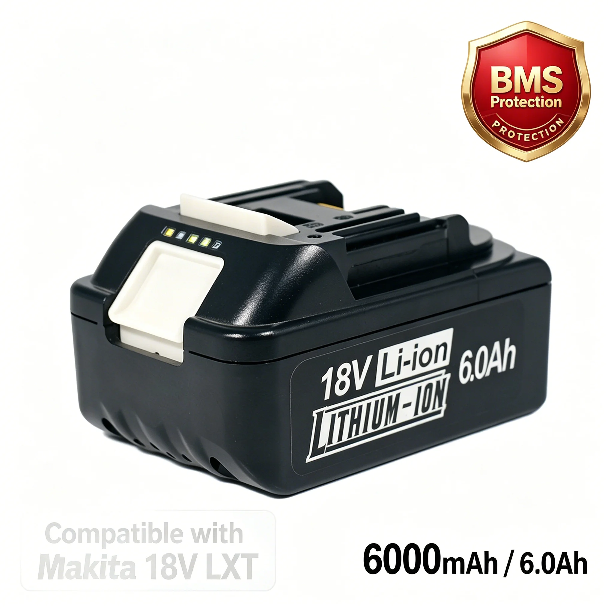 For Makita 18V 6000mAh/6.0Ah li-ion battery for electric tools hand drills, applicable to Makita BL1840B, BL1850B, BL1860
For Makita 18V 6000mAh/6.0Ah li-ion battery for electric tools hand drills, applicable to Makita BL1840B, BL1850B, BL1860