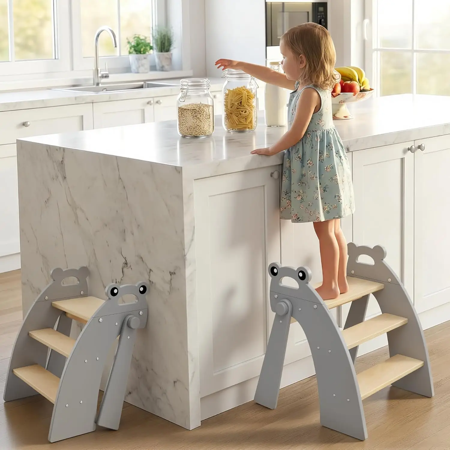 3-Step Bamboo Step Stool for Toddlers, Foldable with Handles & Non-Slip Pads, Grey
3-Step Bamboo Step Stool for Toddlers, Foldable with Handles & Non-Slip Pads, Grey
