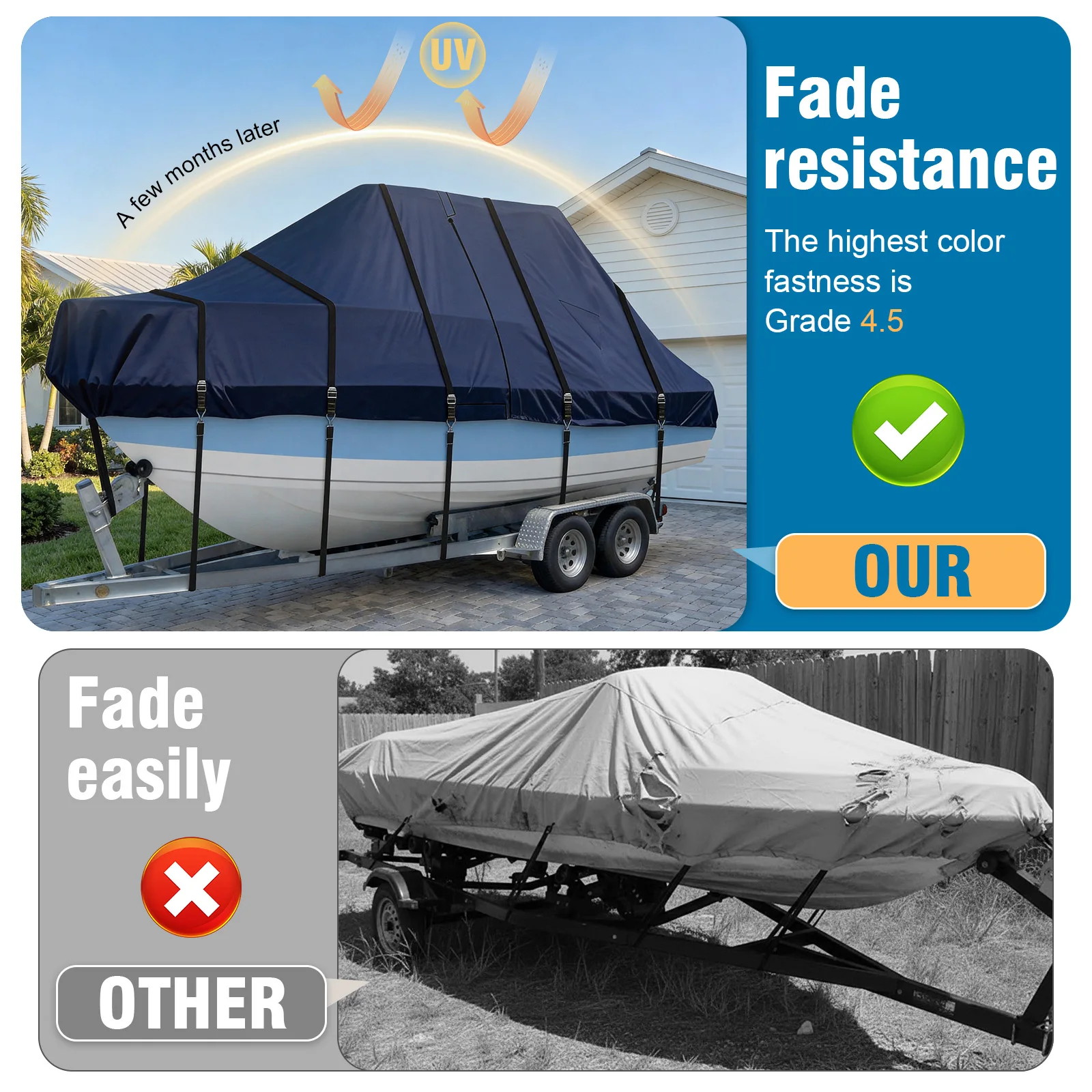 1200D T Top Boat Cover with 18 Tie Down Strap Center Console Boat Cover -Proof Fits V-Hull/Fish&Ski/Pro-Style/Fishing/Runabout
1200D T Top Boat Cover with 18 Tie Down Strap Center Console Boat Cover -Proof Fits V-Hull/Fish&Ski/Pro-Style/Fishing/Runabout