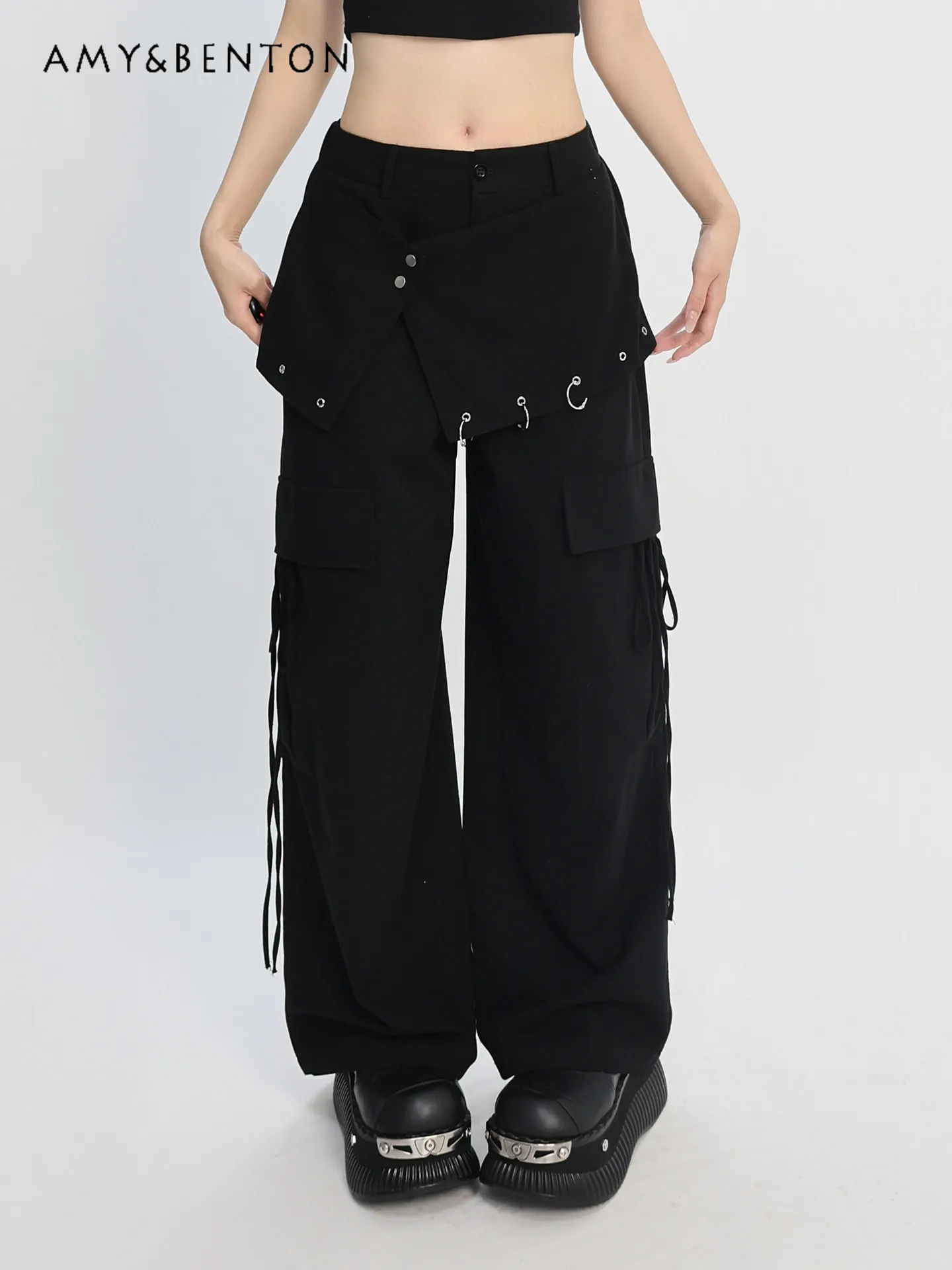 Subculture Street Spicy Girl Faux Two-piece Pants Women New Spring Harajuku Style Punk Cargo Pants Irregular Y2K Wide-leg Pants
Subculture Street Spicy Girl Faux Two-piece Pants Women New Spring Harajuku Style Punk Cargo Pants Irregular Y2K Wide-leg Pants