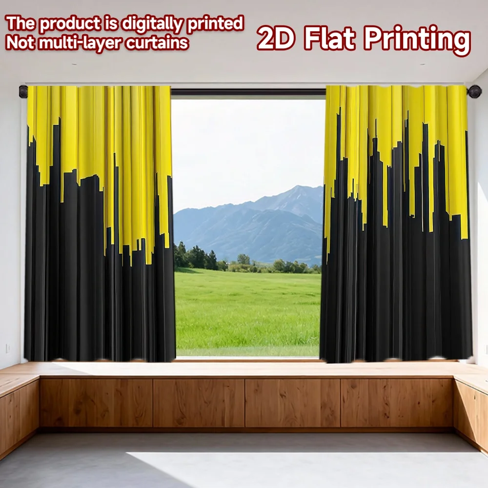2D flat printing 2pcs Curtains Yellow and Black Digital Printed Polyester Drapes Birthday Party Perfect for Booths Studio
2D flat printing 2pcs Curtains Yellow and Black Digital Printed Polyester Drapes Birthday Party Perfect for Booths Studio