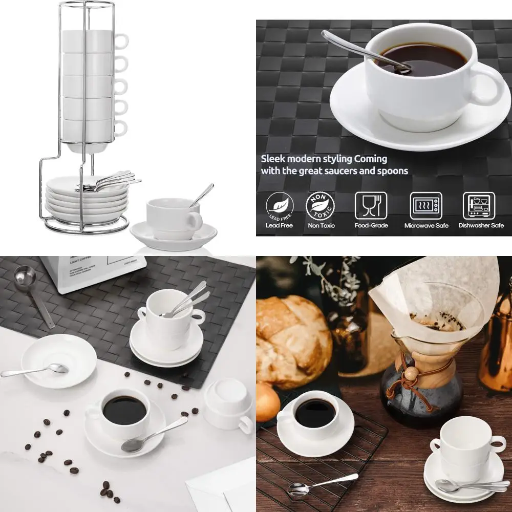 espresso cups and saucers with spoons, stand rack, 19-piece porcelain stackable mugs, 2.5-ounce demitasse cups for latte, cafe
espresso cups and saucers with spoons, stand rack, 19-piece porcelain stackable mugs, 2.5-ounce demitasse cups for latte, cafe
