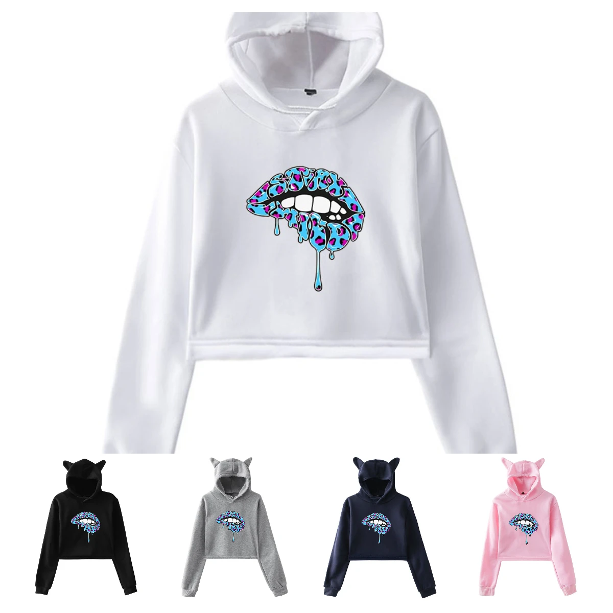 Ben Azelart Lips Merch Hoodie Female Cat Ears Hooded Sweatshirt Long Sleeve Crop Top Women's Clothes
Ben Azelart Lips Merch Hoodie Female Cat Ears Hooded Sweatshirt Long Sleeve Crop Top Women's Clothes