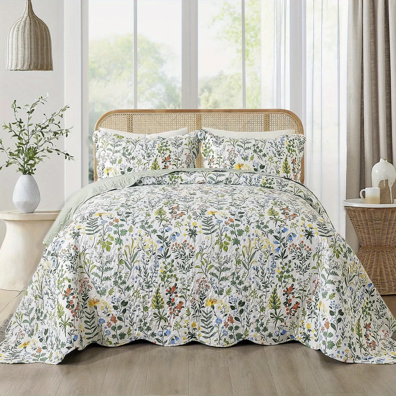 DDHOME 3 Pcs Quilt Set Quilted Bedspread Lightweight Coverlet Set Garden Style Floral Printed Oversized Quilted Bedding Set with Shams
DDHOME 3 Pcs Quilt Set Quilted Bedspread Lightweight Coverlet Set Garden Style Floral Printed Oversized Quilted Bedding Set with Shams