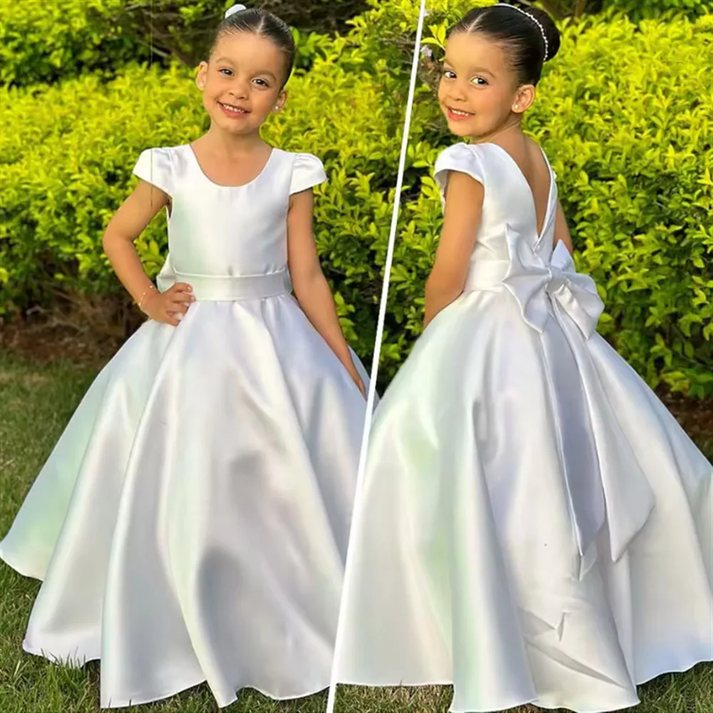 Lovely Flower Girl Wedding Dress Satin with Bow Belt Princess Birthday Party Prom Dress Kids First Communion Gown Customized
Lovely Flower Girl Wedding Dress Satin with Bow Belt Princess Birthday Party Prom Dress Kids First Communion Gown Customized