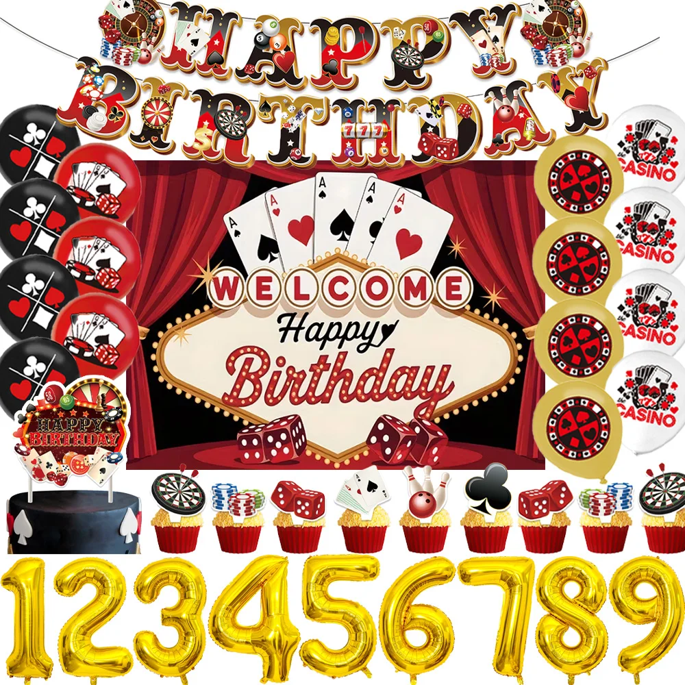 Casino Theme Birthday Party Decorations Poker Dice Chip Backdrop Adults Party Balloons Banner Cake Topper Supplies Casino Night
Casino Theme Birthday Party Decorations Poker Dice Chip Backdrop Adults Party Balloons Banner Cake Topper Supplies Casino Night