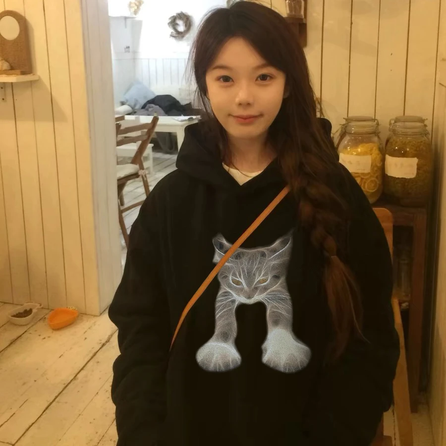 Fashion New Autumn Winter Women's Hooded Harajuku American Funny Cartoon Cat Print Pullovers Casual Simple Sweatshirt Unisex
Fashion New Autumn Winter Women's Hooded Harajuku American Funny Cartoon Cat Print Pullovers Casual Simple Sweatshirt Unisex
