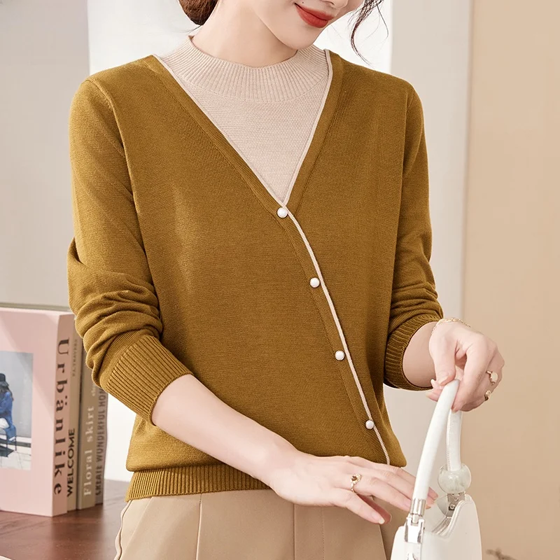 Модный вязаный топ для женщин, базовый слой, универсальная одежда для мам среднего и старшего возраста на весну и осень
Модный вязаный топ для женщин, базовый слой, универсальная одежда для мам среднего и старшего возраста на весну и осень