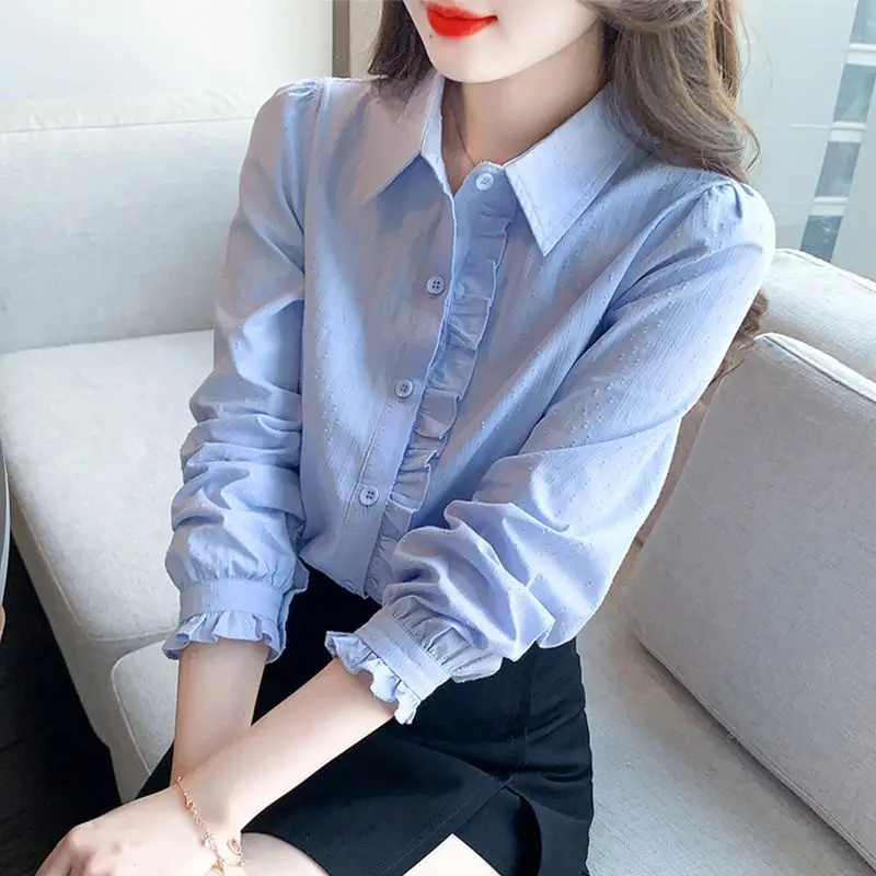 Loose Fit Ladies Shirt Thin Long Sleeve Turn-down Collar Wood Grain Single Button Autumn 2024 New Style Premium Quality Top
Loose Fit Ladies Shirt Thin Long Sleeve Turn-down Collar Wood Grain Single Button Autumn 2024 New Style Premium Quality Top
