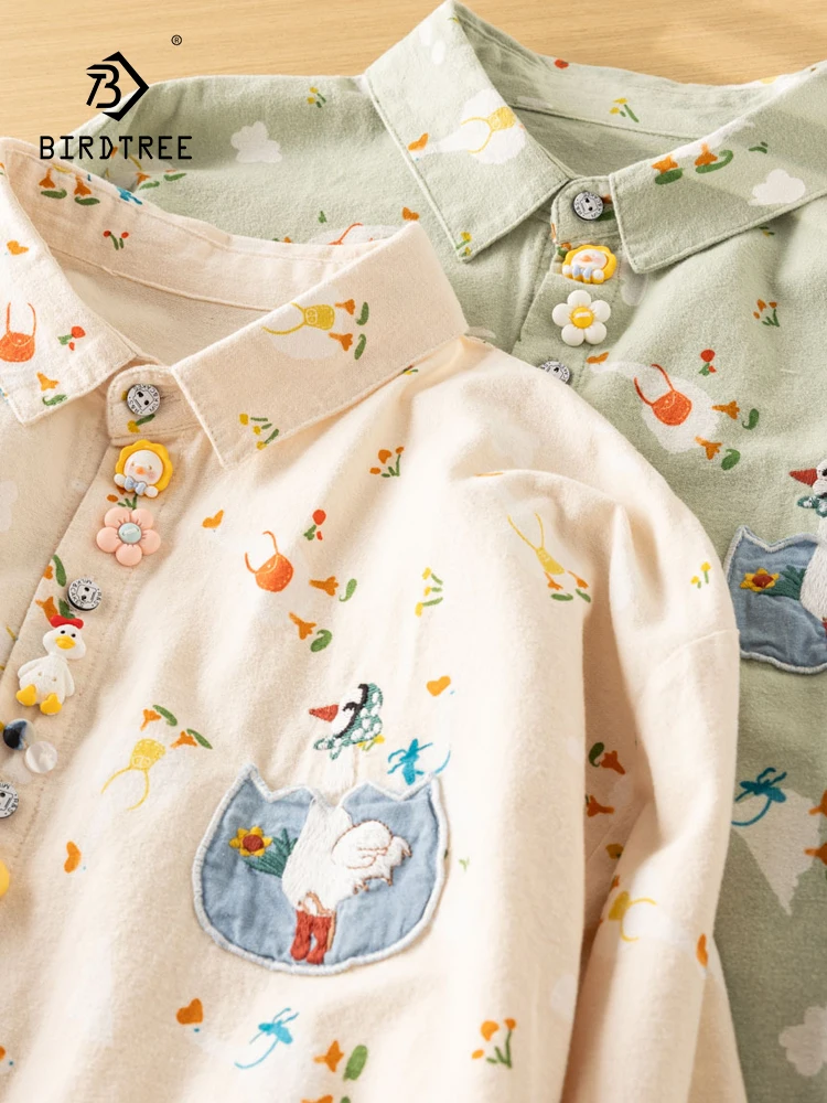 New Spring Brushed Cotton Long Sleeve Shirt, Women Lapel Embroidery Top, Mori Girl Loose Sweet Cartoon Blouse, 2025 T4D704CC
New Spring Brushed Cotton Long Sleeve Shirt, Women Lapel Embroidery Top, Mori Girl Loose Sweet Cartoon Blouse, 2025 T4D704CC