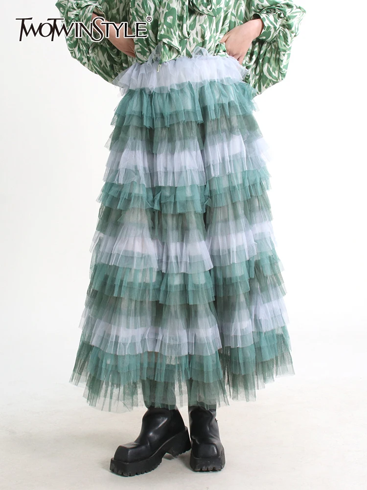 TWOTWINSTYLE Mesh Elegant Skirts For Women High Waist Folds Elegant Temperament Ball Gown Skirt Female Summer Fashion Clothing
TWOTWINSTYLE Mesh Elegant Skirts For Women High Waist Folds Elegant Temperament Ball Gown Skirt Female Summer Fashion Clothing