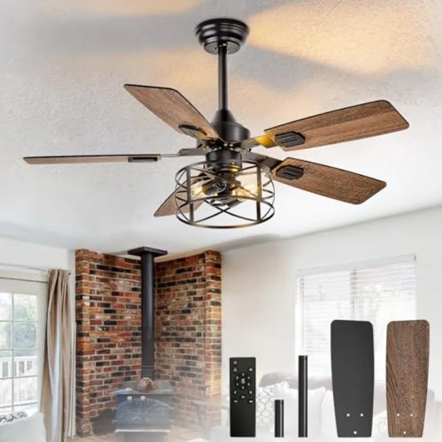 Ceiling Fans with Lights: d Ceiling Fans Dual Finish 5 Blades - Rustic Ceiling Fan with Remote Control for Farmhouse Living Roo
Ceiling Fans with Lights: d Ceiling Fans Dual Finish 5 Blades - Rustic Ceiling Fan with Remote Control for Farmhouse Living Roo