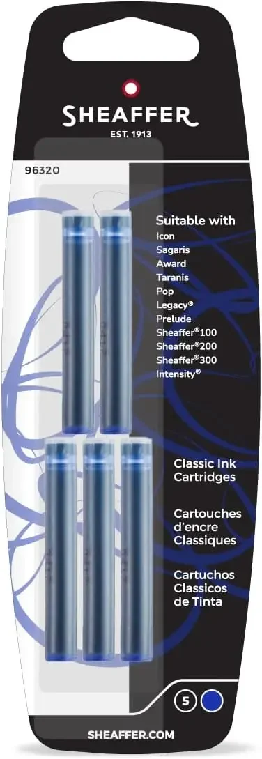 Classic Blue Fountain Pen Ink Cartridges - Smooth Flow, 5-Pack
Classic Blue Fountain Pen Ink Cartridges - Smooth Flow, 5-Pack