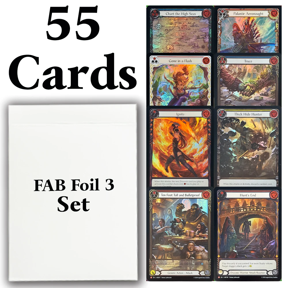FAB RAINBOW FOIL Proxy Коллекционные игровые карты Коллекционные карты Весь набор (55 карт/комплект) Высокое качество Riches of Trōpal-Dhani High Sea
FAB RAINBOW FOIL Proxy Коллекционные игровые карты Коллекционные карты Весь набор (55 карт/комплект) Высокое качество Riches of Trōpal-Dhani High Sea