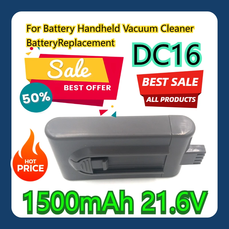 For DC16 Battery Handheld Vacuum Cleaner Battery (1500mAh 21.6V Lithium-Ion) Replacement
For DC16 Battery Handheld Vacuum Cleaner Battery (1500mAh 21.6V Lithium-Ion) Replacement