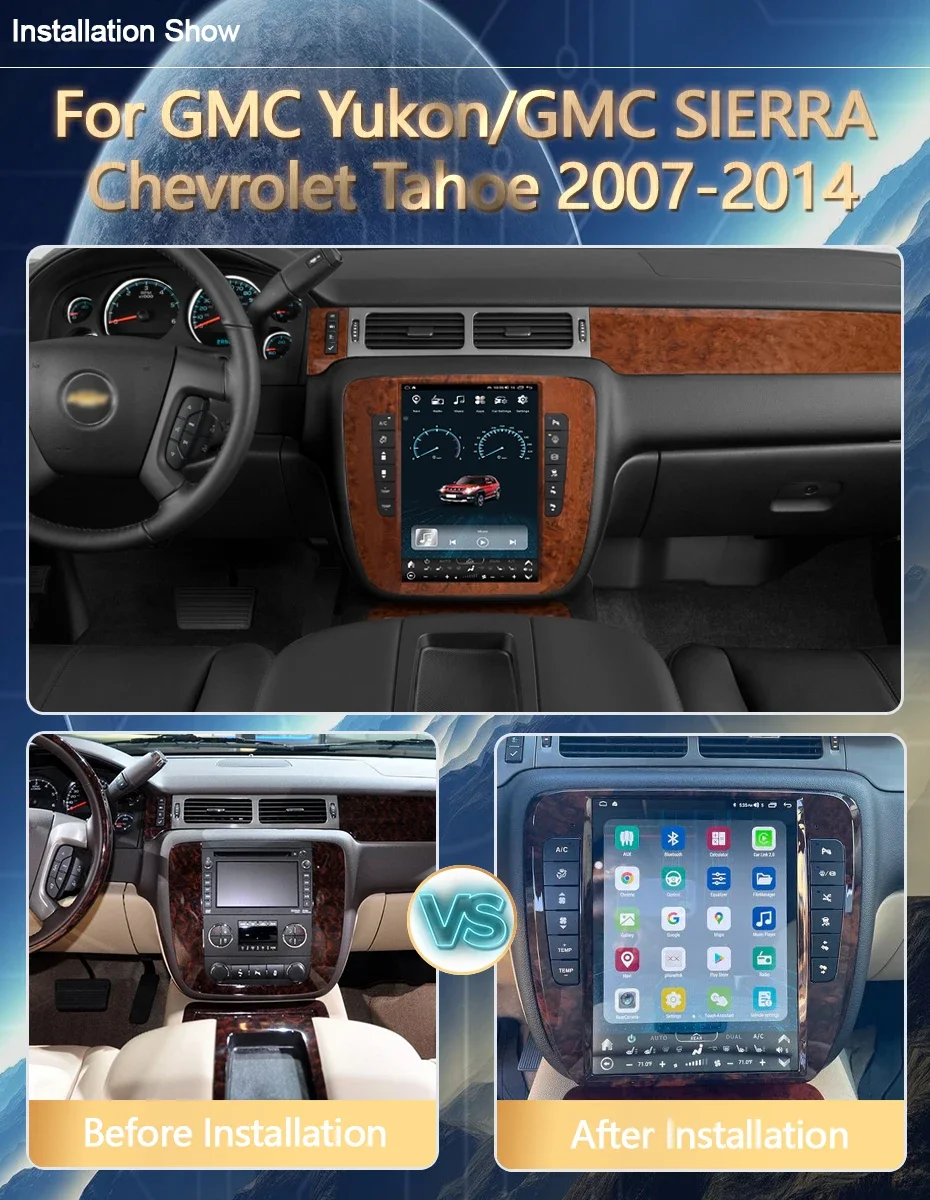 Car Radio 12.1" Vertical Screen For GMC Yukon Chevrolet Tahoe Silverado 2007-2013 Original Function Multimedia CarPlay GPS Navi
Car Radio 12.1" Vertical Screen For GMC Yukon Chevrolet Tahoe Silverado 2007-2013 Original Function Multimedia CarPlay GPS Navi