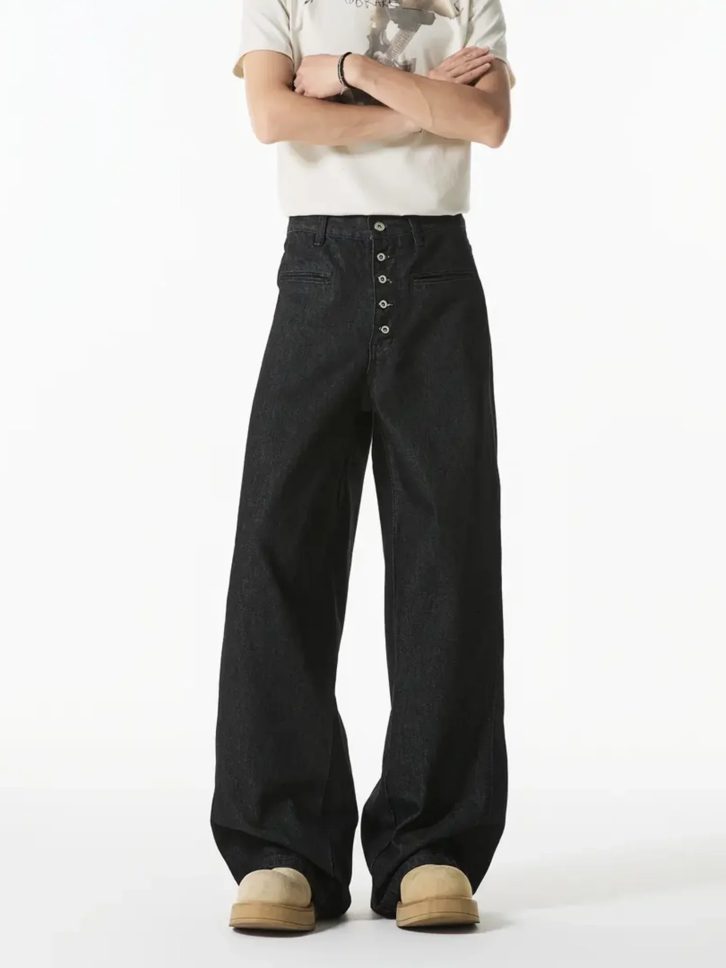 Casual Button Design Straight Leg Men's Jeans High Street Trend Spring Summer Loose Wide Leg Long Pants Youth ular Cotton ...
Casual Button Design Straight Leg Men's Jeans High Street Trend Spring Summer Loose Wide Leg Long Pants Youth ular Cotton ...