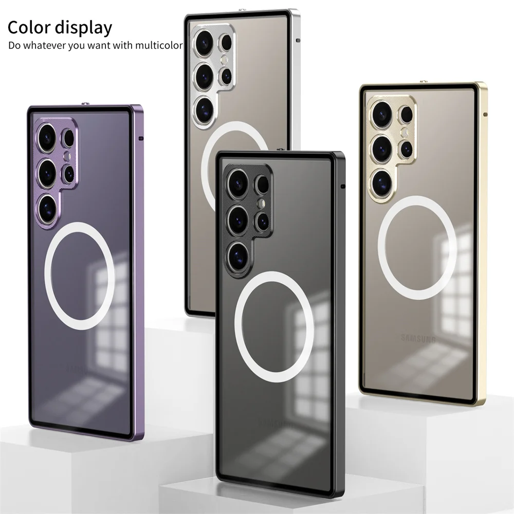 Magnetic Locking Metal Frame for Magsafe Matte Clear Phone Case for Samsung S26 Ultra S25 S23 S24 Plus A55 A35 A25 A15 5G Cover
Magnetic Locking Metal Frame for Magsafe Matte Clear Phone Case for Samsung S26 Ultra S25 S23 S24 Plus A55 A35 A25 A15 5G Cover
