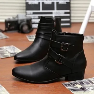 Sizes 39-47 High Quality Chelsea Boots for Men British Style High-heel Men Ankle Boots Pointed Toe Buckle Strap Motorcycle Boots
Sizes 39-47 High Quality Chelsea Boots for Men British Style High-heel Men Ankle Boots Pointed Toe Buckle Strap Motorcycle Boots