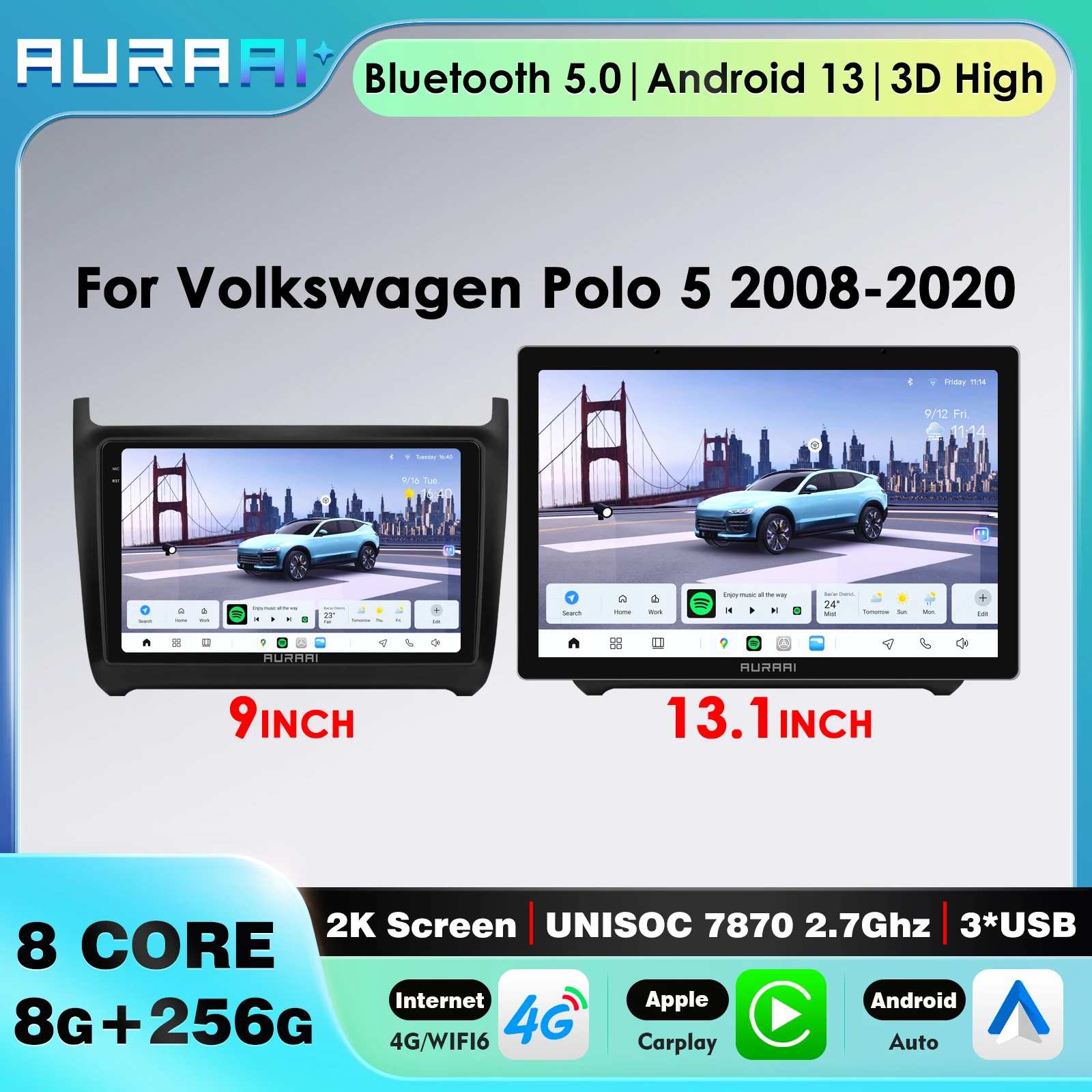 Wireless Carplay For Volkswagen polo 5 2008-2020 Android Auto Navi Car Multimedia Video Player SWC WIFI Buetooth ADAS 2K Screen
Wireless Carplay For Volkswagen polo 5 2008-2020 Android Auto Navi Car Multimedia Video Player SWC WIFI Buetooth ADAS 2K Screen