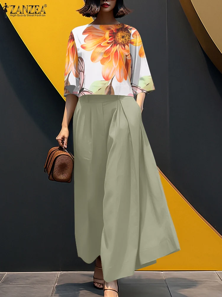 ZANZEA Fashion 2PCS Women Summer Pant Sets Two Piece Sets 3/4 Sleeve Floral Print Blouse Trousers Suit Elegant Work Tracksuits
ZANZEA Fashion 2PCS Women Summer Pant Sets Two Piece Sets 3/4 Sleeve Floral Print Blouse Trousers Suit Elegant Work Tracksuits