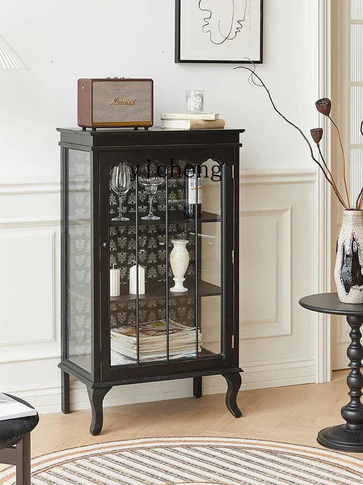 U6.2 black wooden retro dining side cabinet, living room storage entrance display locker, glass decorative wine cabinet
U6.2 black wooden retro dining side cabinet, living room storage entrance display locker, glass decorative wine cabinet