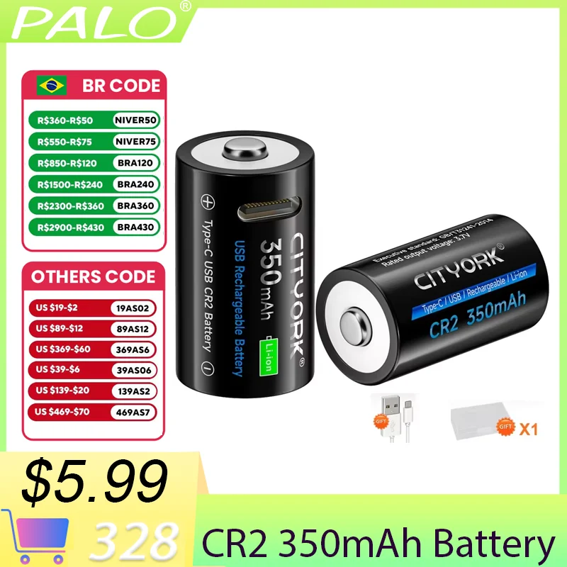 CR2 cr2 Lithium Rechargeable Battery cr2 USB Type C Batteries for Camera Printer Disc Brake Lock GPS Rangefinder flashlight
CR2 cr2 Lithium Rechargeable Battery cr2 USB Type C Batteries for Camera Printer Disc Brake Lock GPS Rangefinder flashlight