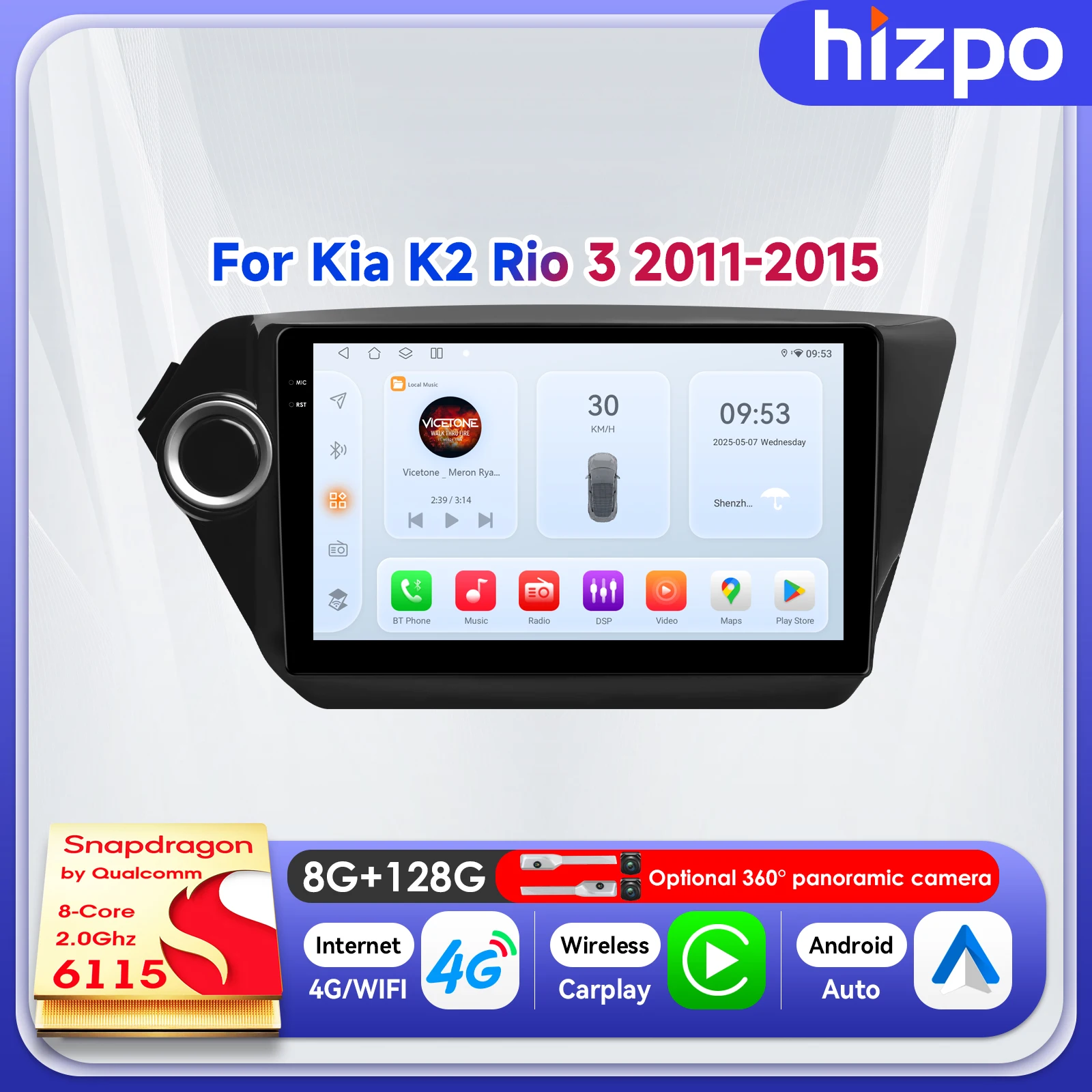 Автомобильный интеллектуальный мультимедийный плеер Hizpo 9" AI Voice 8+128G для KIA K2 RIO 3 2011-2015 с навигацией, GPS, DSP, BT
Автомобильный интеллектуальный мультимедийный плеер Hizpo 9" AI Voice 8+128G для KIA K2 RIO 3 2011-2015 с навигацией, GPS, DSP, BT
