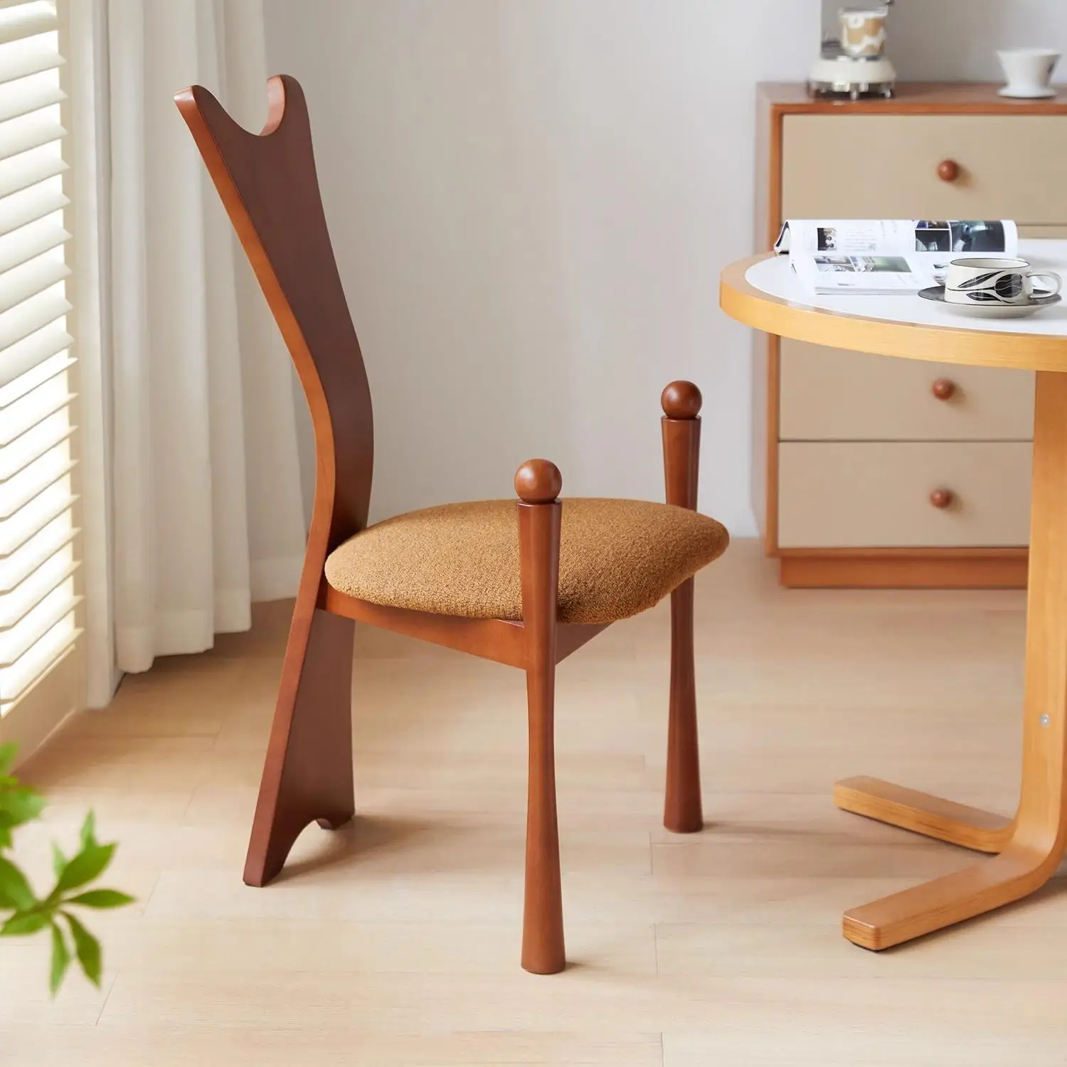French medieval solid wood home dining soft bag back designer makeup simple retro style dining table
French medieval solid wood home dining soft bag back designer makeup simple retro style dining table