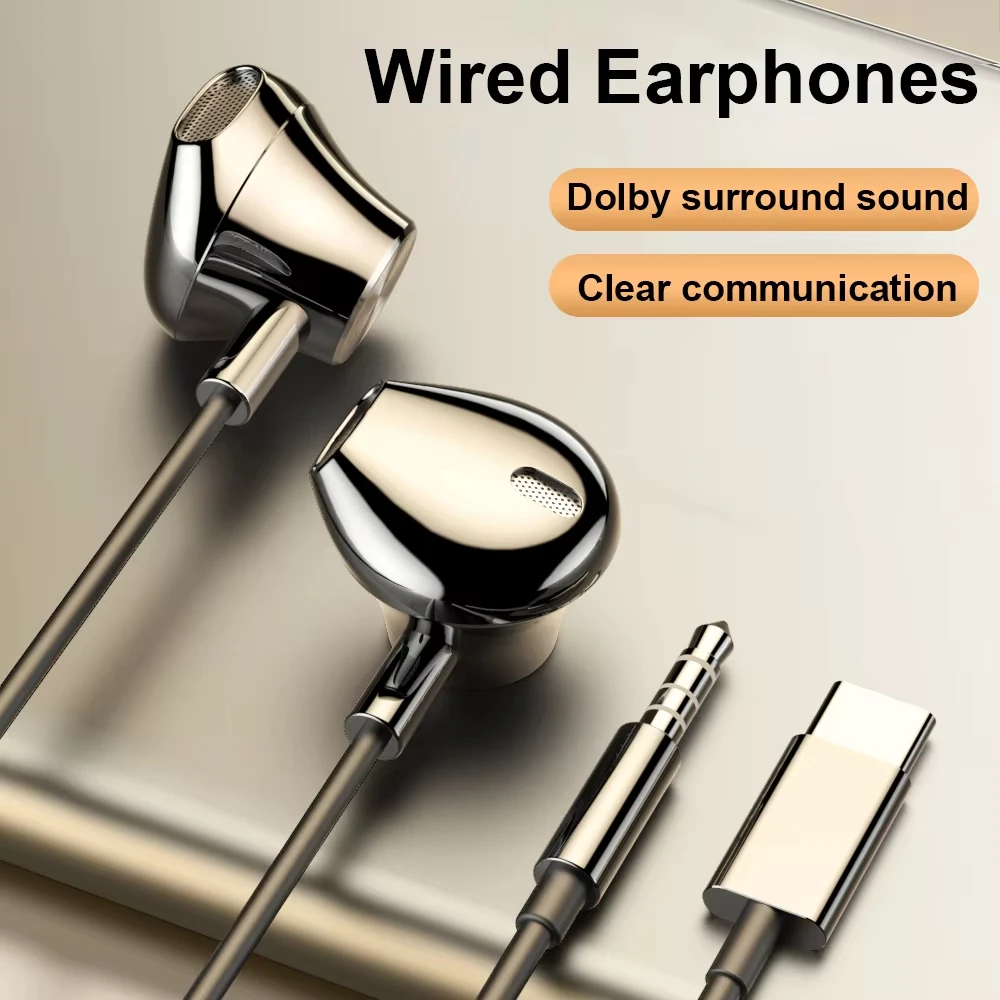 USB Type-C Stereo Headphones 3.5mm Microphone Volume Control Headphone Cable For iPhone 17 16 15 Promax SAM SUNG Wired Earphones
USB Type-C Stereo Headphones 3.5mm Microphone Volume Control Headphone Cable For iPhone 17 16 15 Promax SAM SUNG Wired Earphones