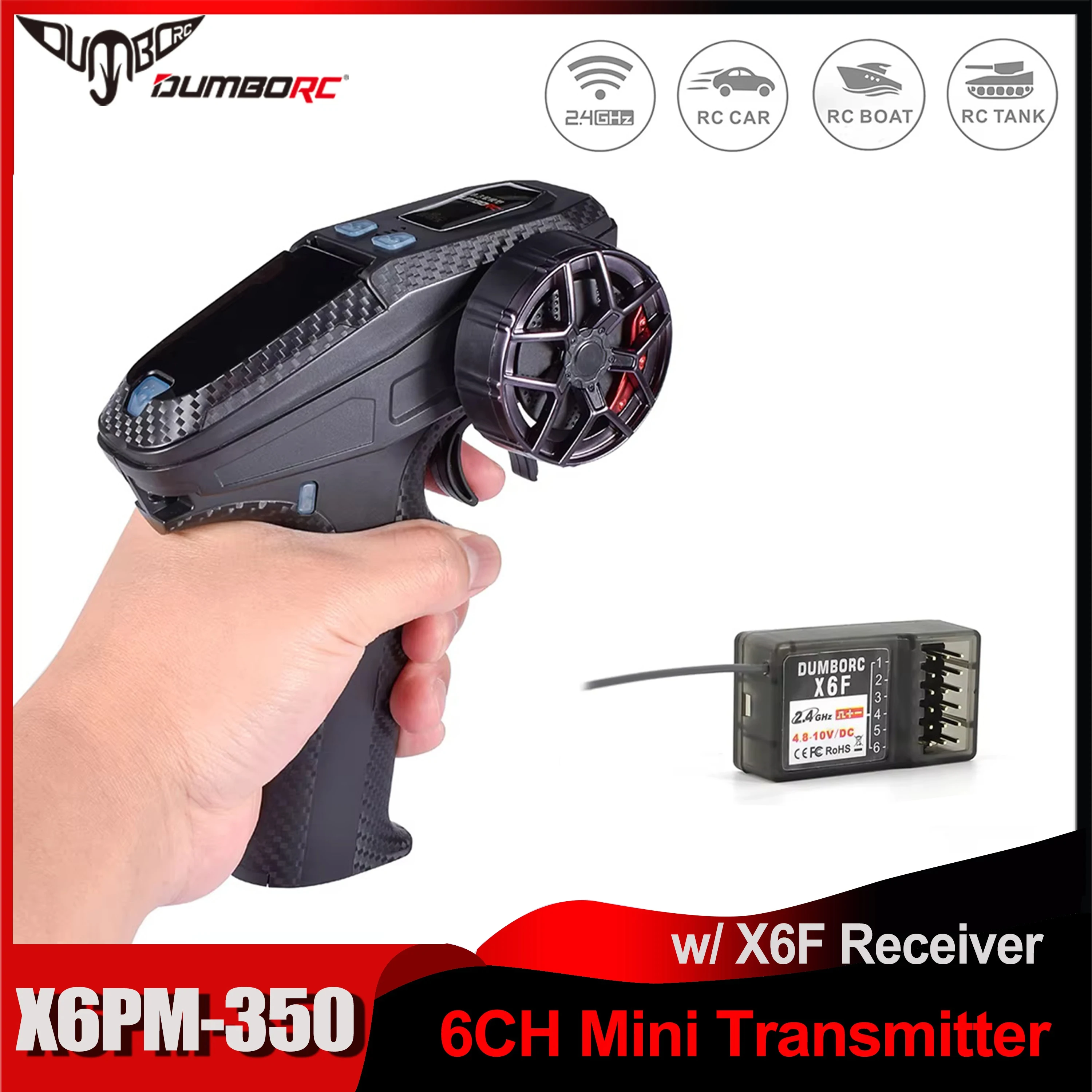 DUMBORC 6CH X6PM-350 2.4G 4.8-12V 6 Channels Mini Transmitter with X6F Receiver Remote Control for RC Car Boat Tank Model Toy
DUMBORC 6CH X6PM-350 2.4G 4.8-12V 6 Channels Mini Transmitter with X6F Receiver Remote Control for RC Car Boat Tank Model Toy