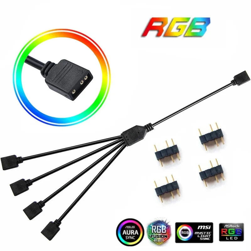 5V 3 Pin ARGB Extension Cable Sync Motherboard Cable1 to 4/3/2 Universal Mainboard ARGB Splitter For PC Mainboard DIY Cable
5V 3 Pin ARGB Extension Cable Sync Motherboard Cable1 to 4/3/2 Universal Mainboard ARGB Splitter For PC Mainboard DIY Cable