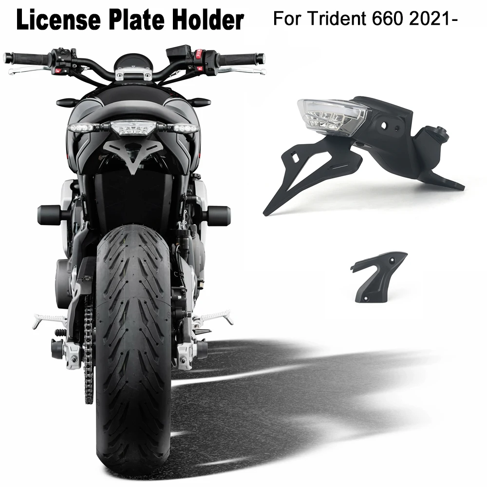 Motorcycle license plate holder integrated taillight black tail neat rear mudguard attachment suitable for Trident 660 2021-
Motorcycle license plate holder integrated taillight black tail neat rear mudguard attachment suitable for Trident 660 2021-