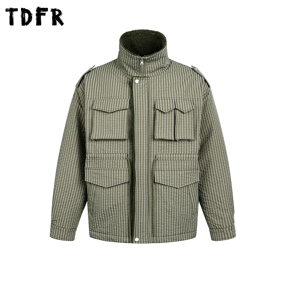 Plaid Cargo Quilted Jacket Mens Sherpa Spliced Winter Retro Casual Lapel Long Sleeve Thick Outerwear Man
Plaid Cargo Quilted Jacket Mens Sherpa Spliced Winter Retro Casual Lapel Long Sleeve Thick Outerwear Man
