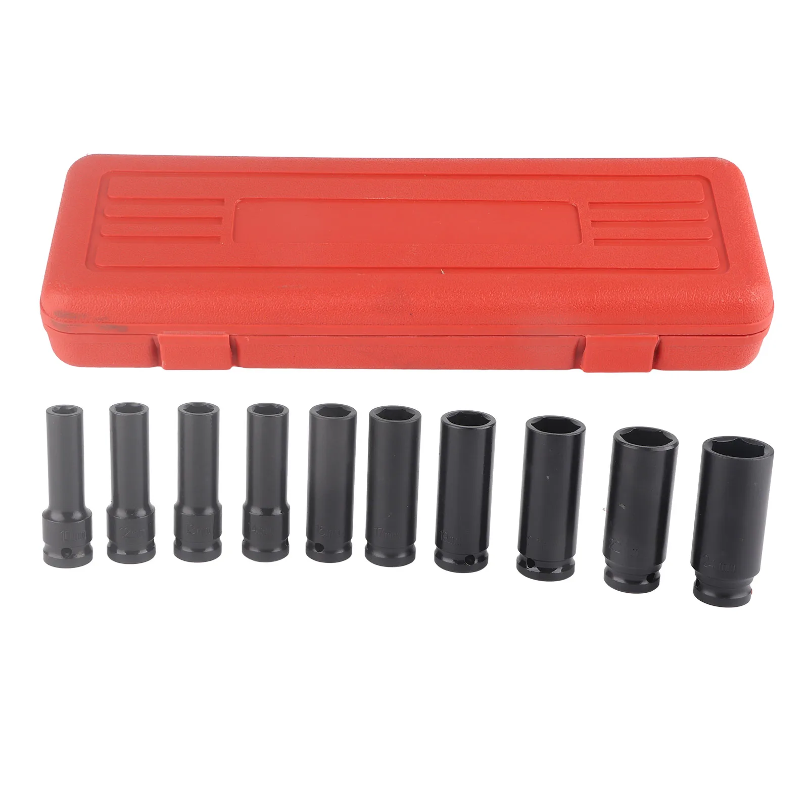 10pcs 1/2 Inch Deep Impact Socket Tool Set 6 Point Head Adapter Repairing Tool High Hardness
10pcs 1/2 Inch Deep Impact Socket Tool Set 6 Point Head Adapter Repairing Tool High Hardness