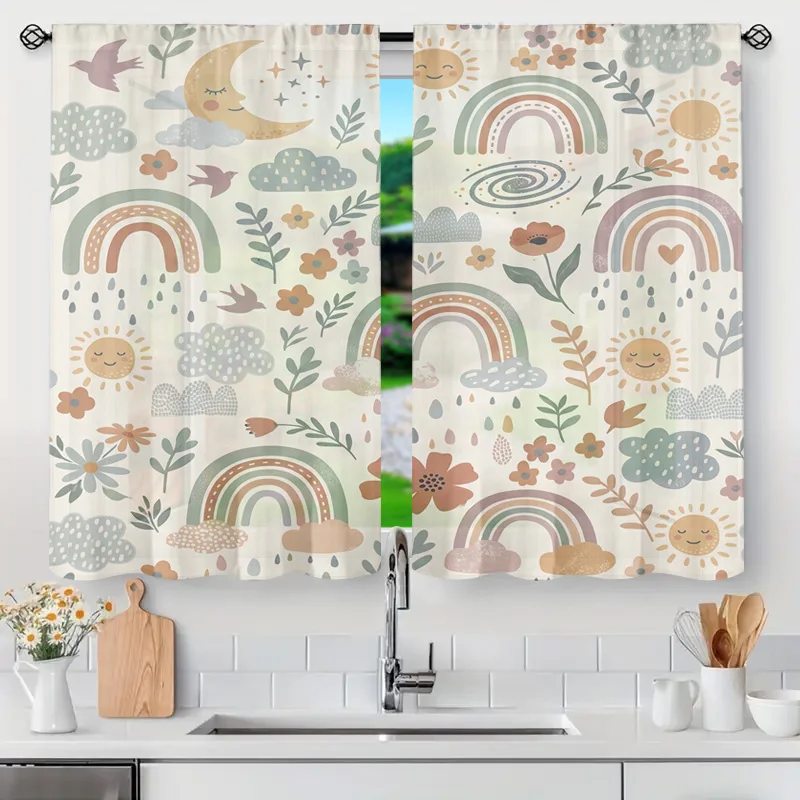 Aesthetic Pastel Rainbow Cloud Floral Nursery Curtains Window Drapes Semi-Sheer Kids Room Boho Boho Home Decor
Aesthetic Pastel Rainbow Cloud Floral Nursery Curtains Window Drapes Semi-Sheer Kids Room Boho Boho Home Decor