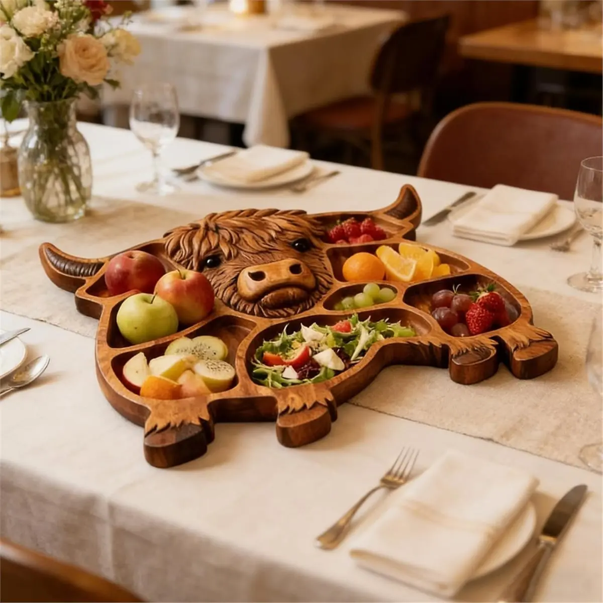ABUA Wooden Charcuterie Board, Rustic Farmhouse Serving Board Made From Solid Wood with Compartments for Cheese, Meat, Fruit
ABUA Wooden Charcuterie Board, Rustic Farmhouse Serving Board Made From Solid Wood with Compartments for Cheese, Meat, Fruit